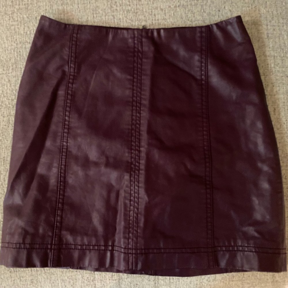 Free People Leather Burgandy Skirt Size 0